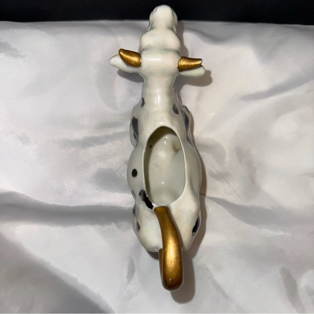 Rare Vintage Porcelain‎ Cow Creamer Hand Painted Gold Accents Cow Lovers Gift